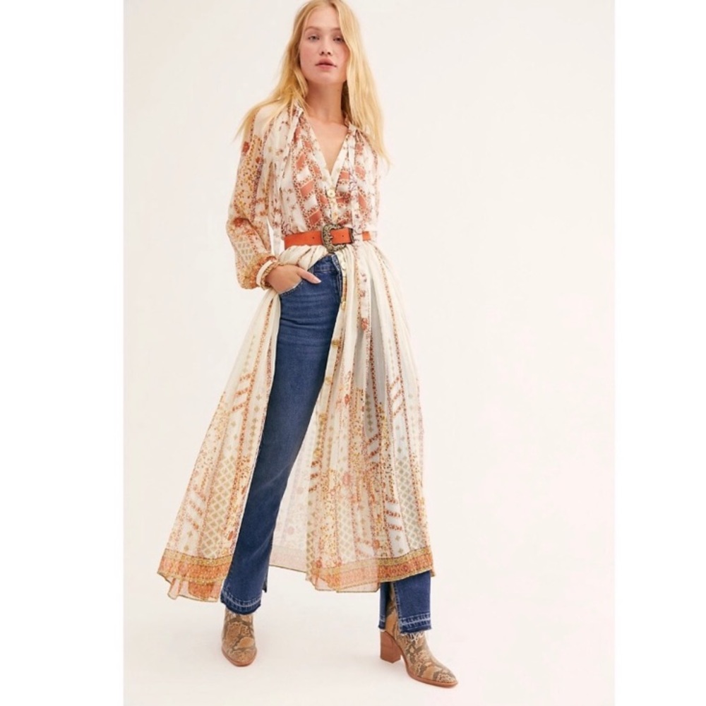 Free People Willamina Maxi Dress Tea Combo Shirt